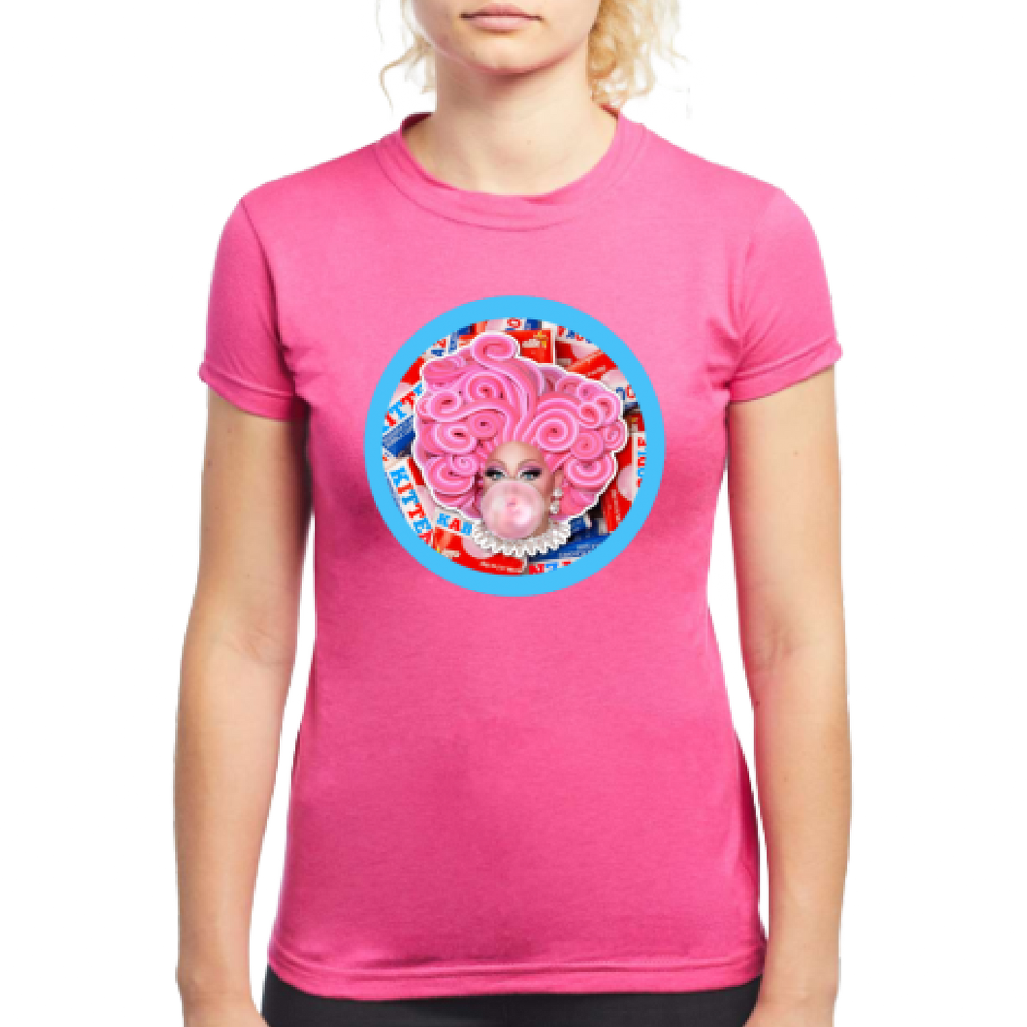 Bubblegum Kitten T Shirt Ladies - Pink
