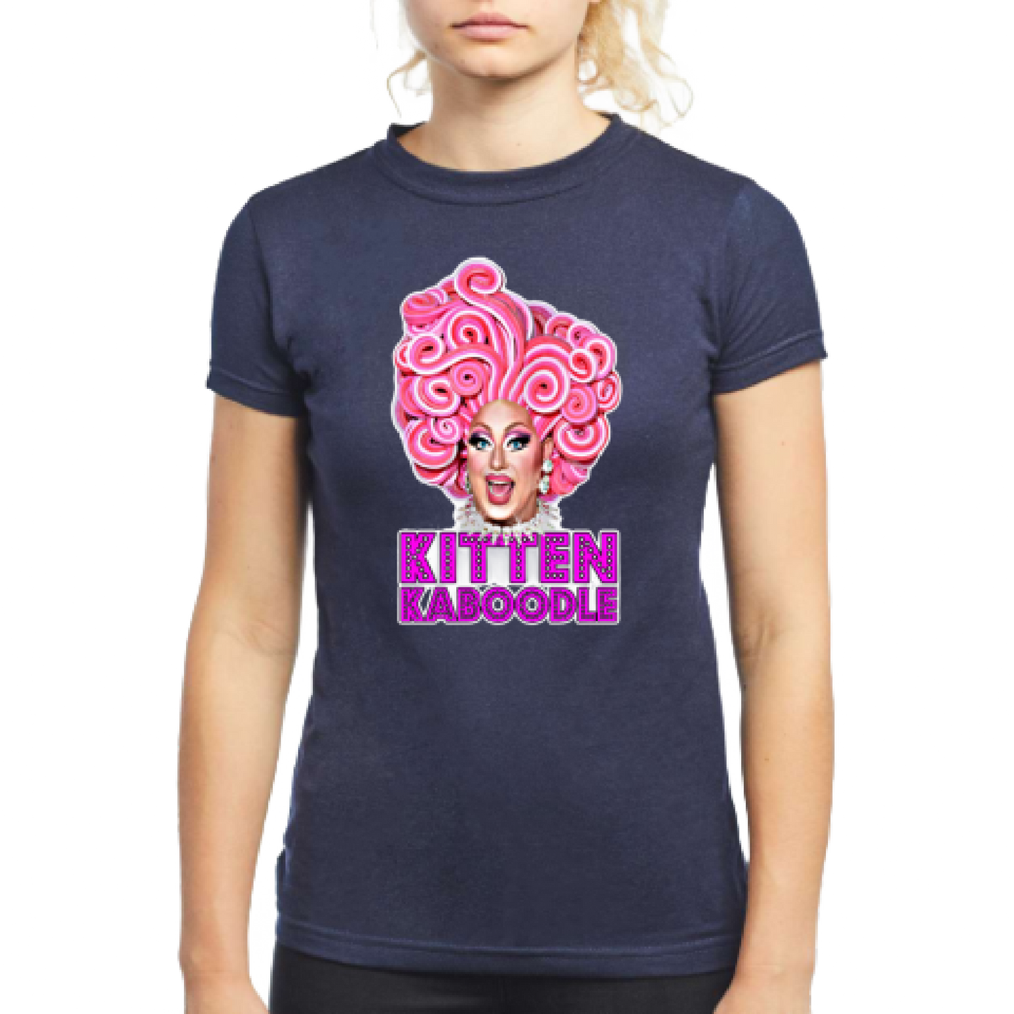 Kampy Kitten T Shirt Ladies - Navy